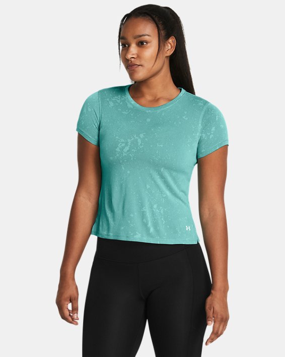 Women's UA Launch Splatter Short Sleeve, Green, pdpMainDesktop image number 0